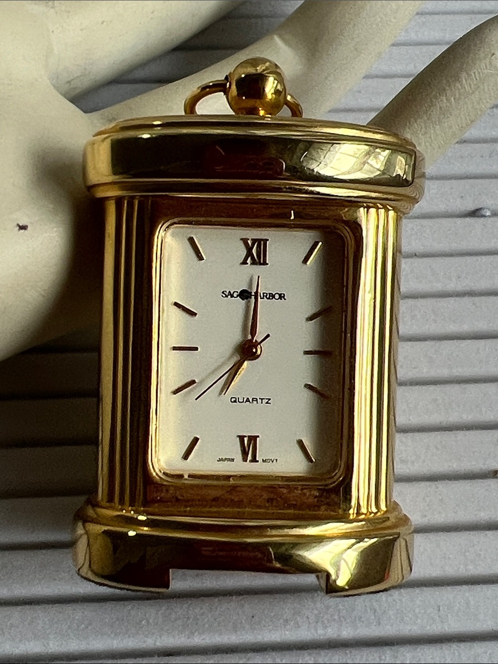 Sag Harbor Gold Mantel Clock with White Dial